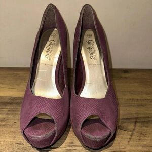Gorgeous Plum Peep-Toe Heels